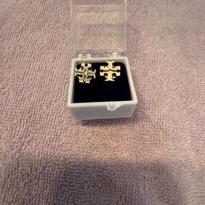 Tory Burch Sliver Tone Earrings